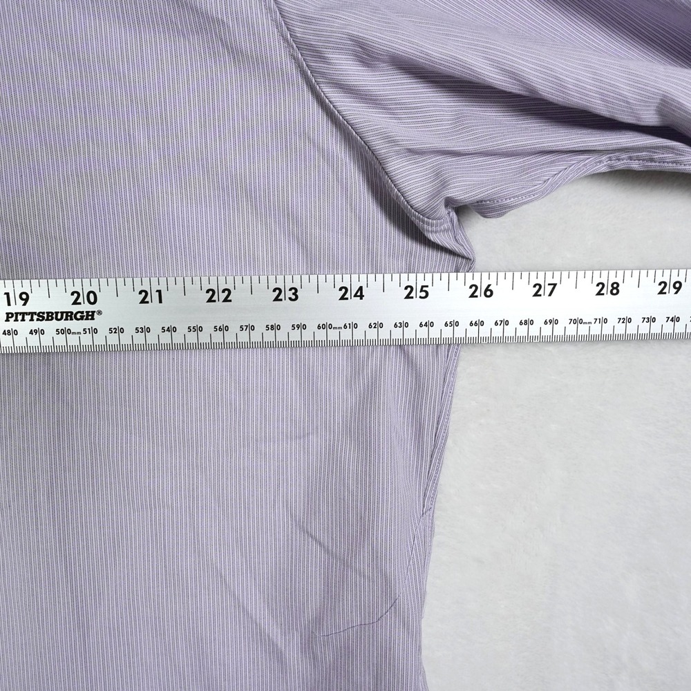 John Varvatos Slim Fit French Cuff Dress Shirt Mens 18 36/37 Lavender Stripe NWT - Picture 6 of 9
